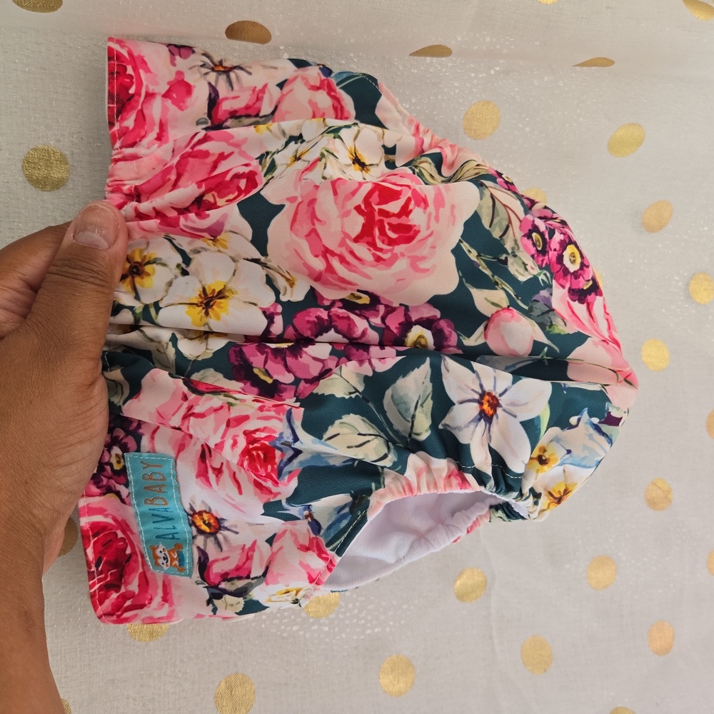 Alva Baby Floral Snap Closure Adjustable Diaper Or Diaper Cover With Pocket